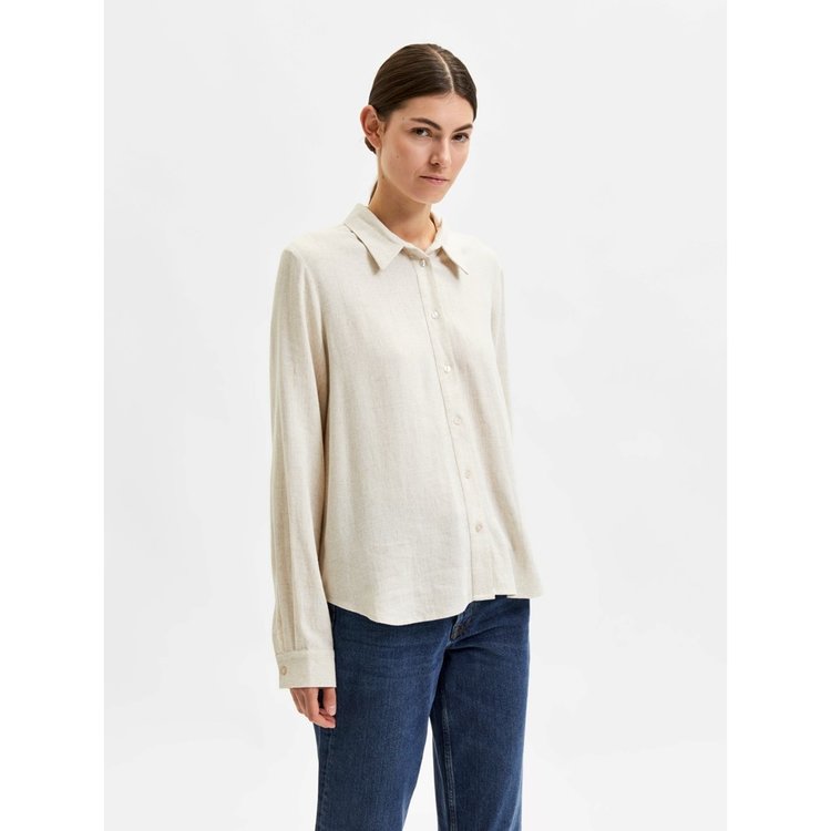 Selected Femme SLFVIVA LS SHIRT Sandshell