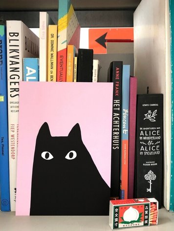 Atelier Titi Poster Black cat silhouette Orchid A5