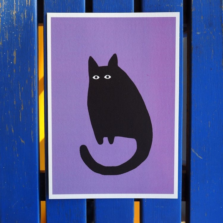 Atelier Titi Poster Kees the cat Purple A5