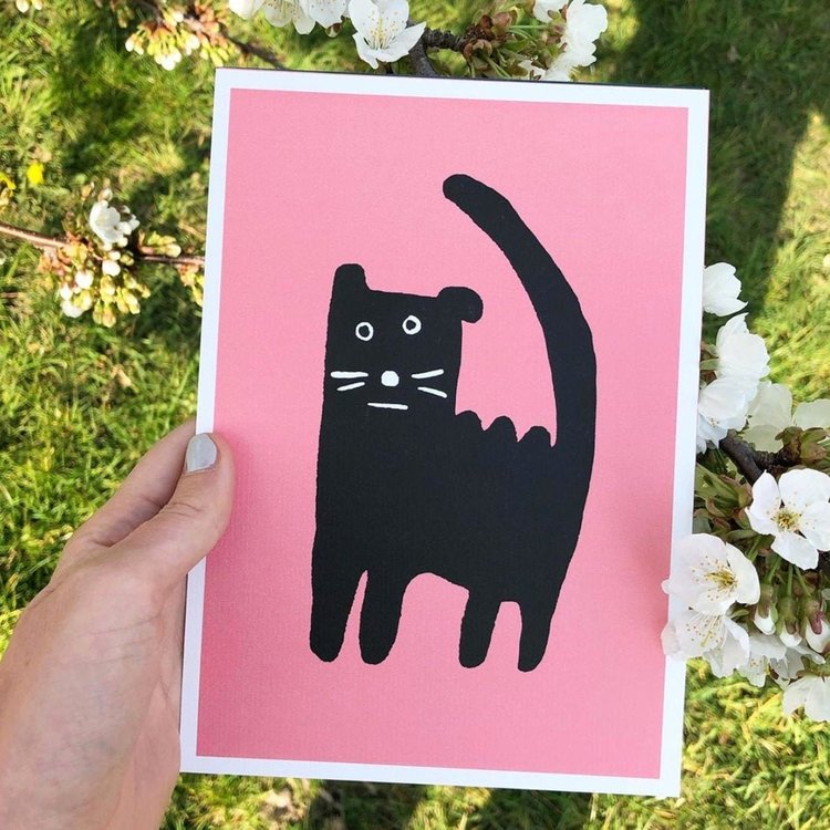 Atelier Titi Poster A slightly confused cat Pink A5