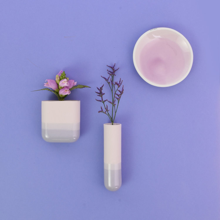 Studio Harm&Elke Wall vase Dip long Soft Pink / Grey 077