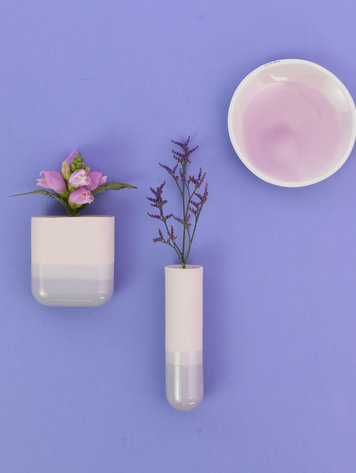 Studio Harm&Elke Wall vase Dip short Soft Pink / Grey 077