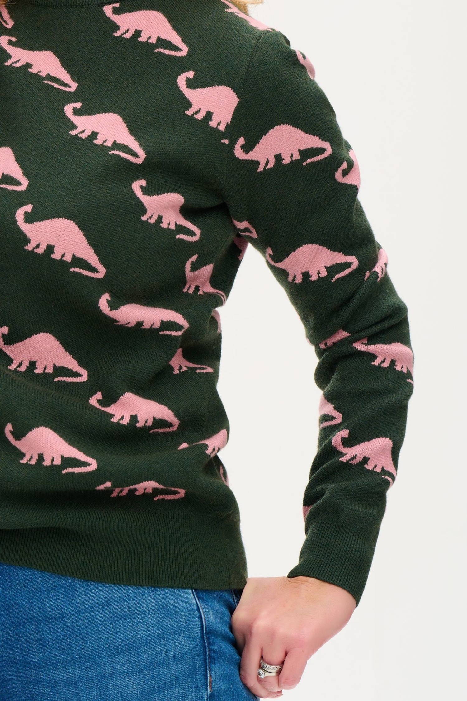 LIZZIE JUMPER Happy Dinosaur Green/Pink - OAK