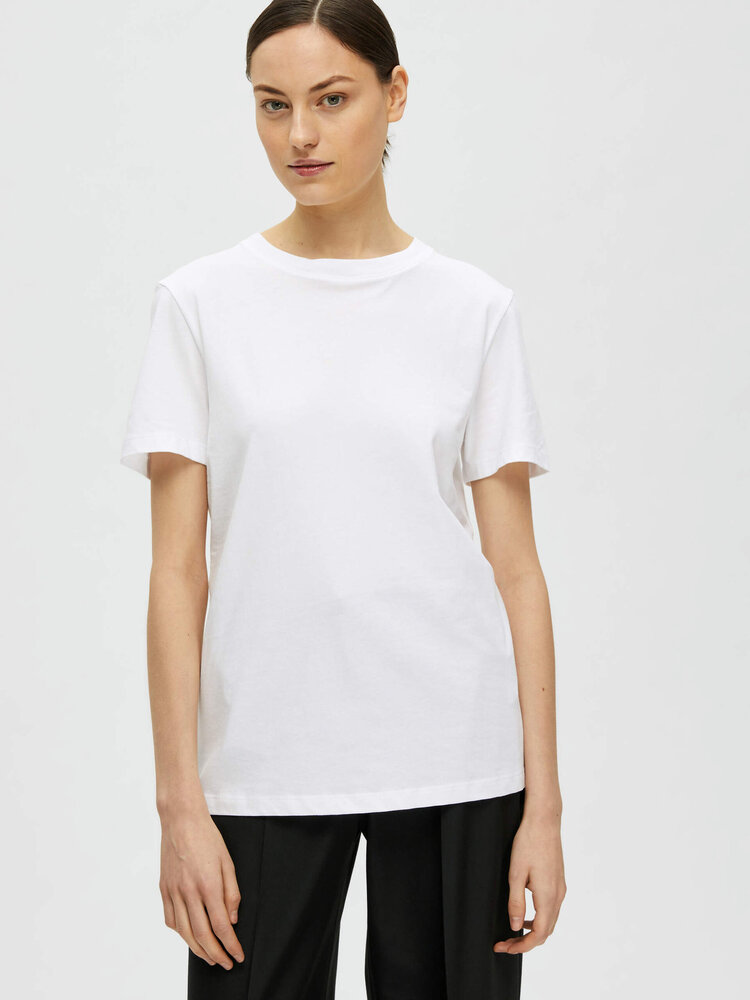 Selected Femme SLFMYESSENTIAL SS O-NECK TEE Brigth White