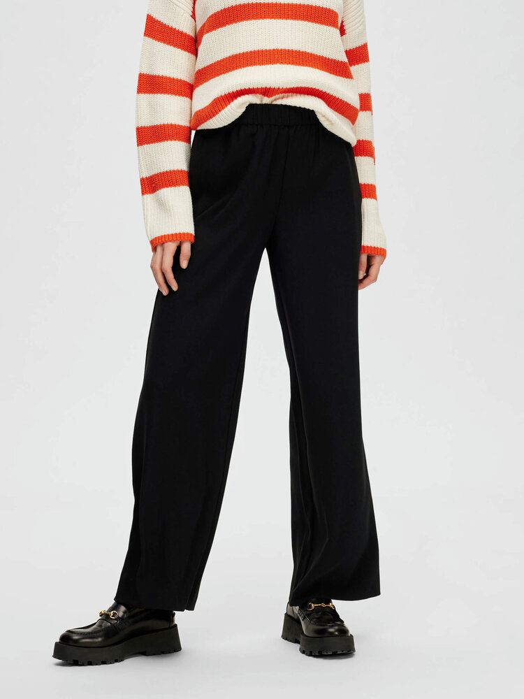 Selected Femme SLFTINNI-RELAXED MW WIDE PANT Black