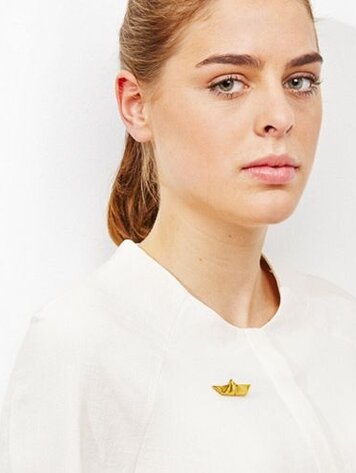 Turina Jewellery Broche Origami boot Goldcoloured metal foil