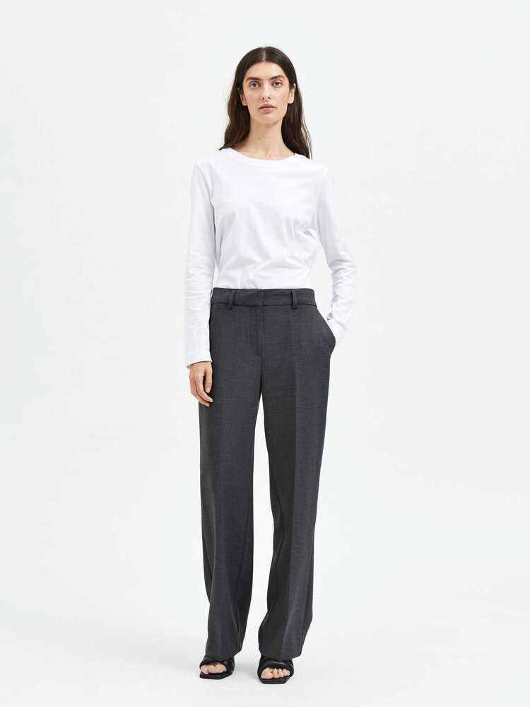 SLFRITA MW WIDE PANT Dark Grey Melange