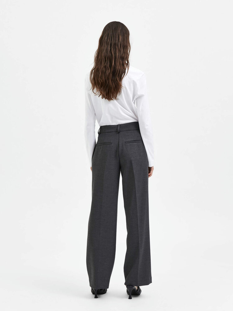 SLFRITA MW WIDE PANT Dark Grey Melange
