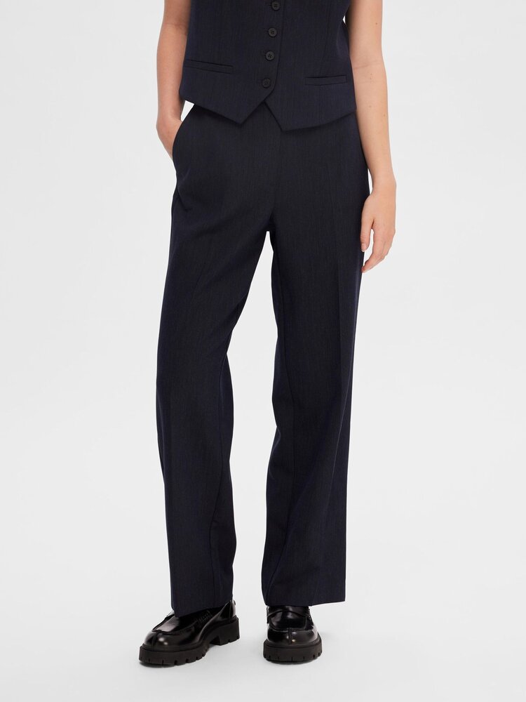 Selected Femme SLFRITA MW WIDE PANT Dark Sapphire Melange