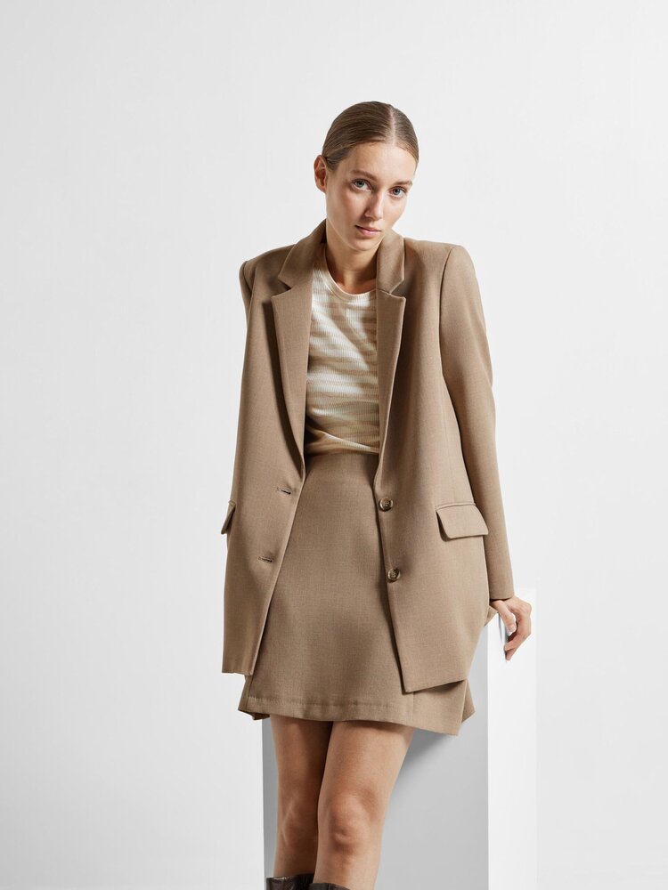 Selected Femme SLFANNA LS CREW NECK TEE Stripe Oatmeal Snow White