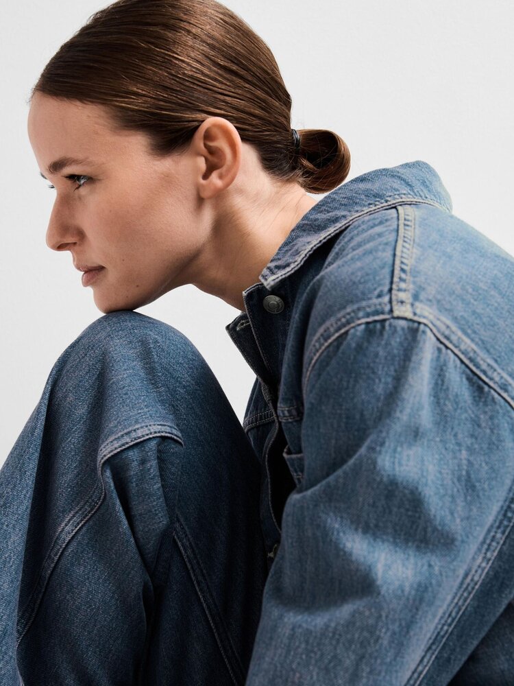 Selected Femme SLFMARLEY LS MID BLUE DENIM JUMPSUIT Medium Blue Denim