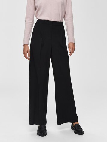 Selected Femme SLFTINNI MW WIDE PANT Black