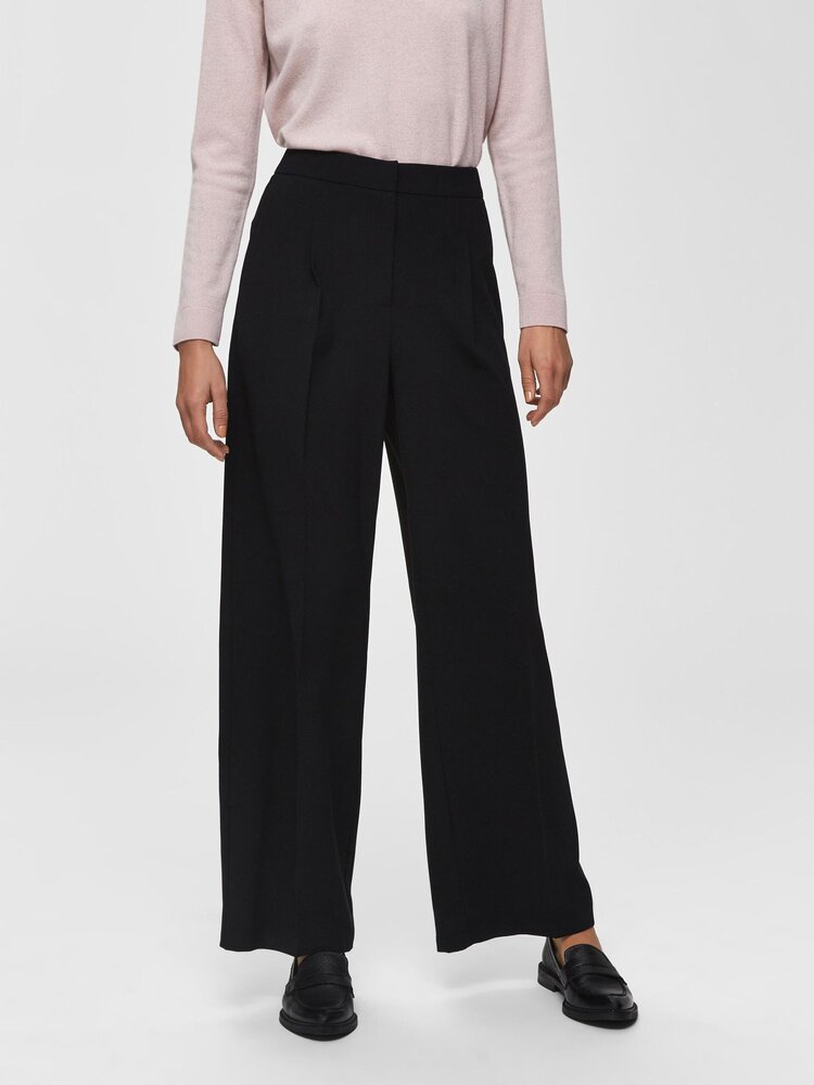 Selected Femme SLFTINNI MW WIDE PANT Black