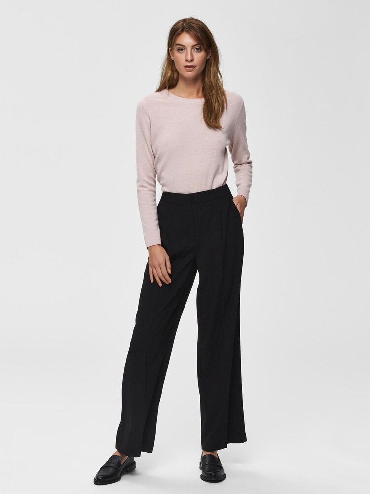 Selected Femme SLFTINNI MW WIDE PANT Black