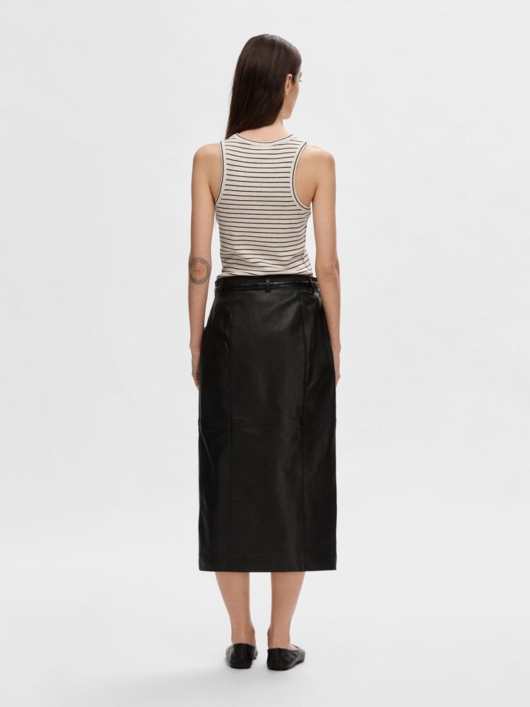 Selected Femme SLFANNA O-NECK STRIPED TANK TOP Oatmeal Black