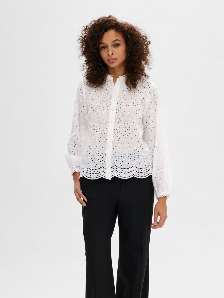 Selected Femme SLFTATIANA L/S EMBR SHIRT Bright White