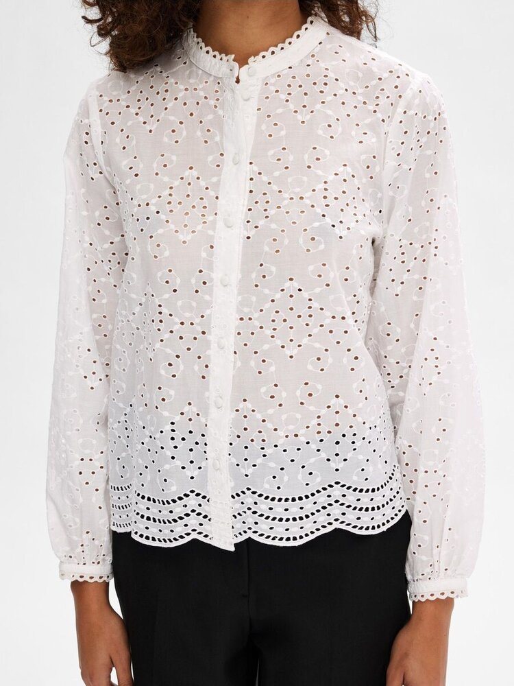 Selected Femme SLFTATIANA L/S EMBR SHIRT Bright White
