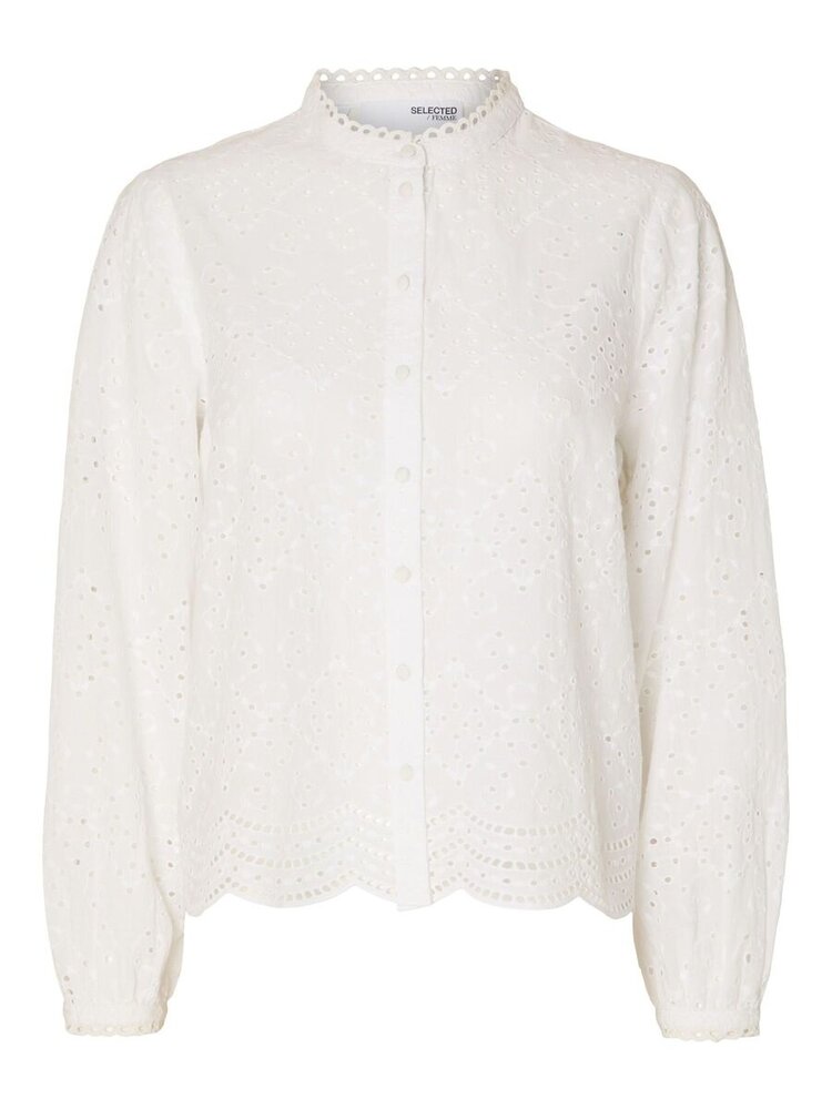 Selected Femme SLFTATIANA L/S EMBR SHIRT Bright White