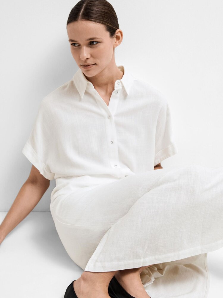 Selected Femme SLFVIVA SS CROPPED SHIRT Snow White