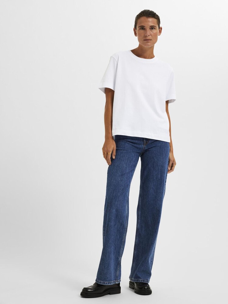 SLFESSENTIAL SS BOXY TEE Bright White