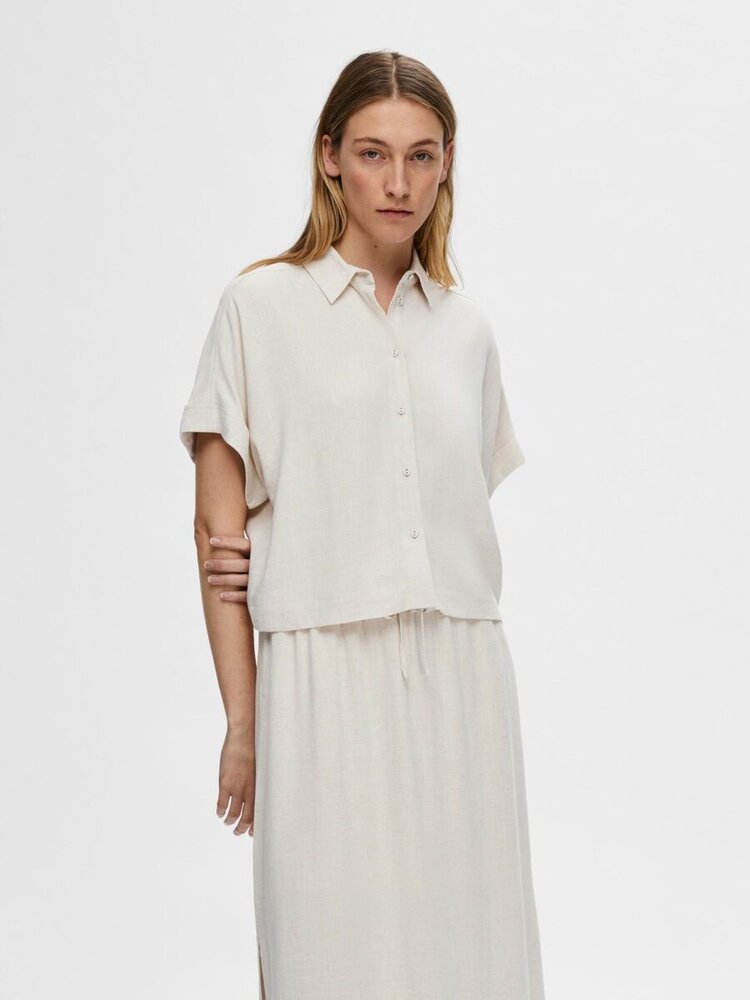SLFVIVA SS CROPPED SHIRT Sandshell