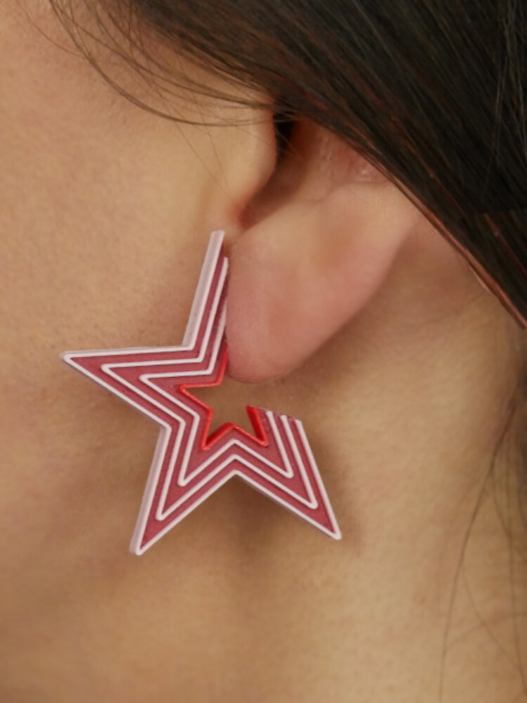 Turina Jewellery Oorbellen Stars rose&ruby&red