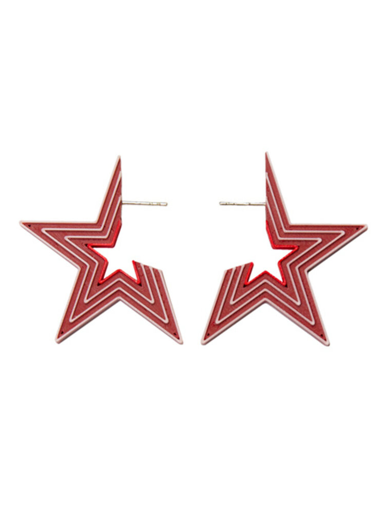 Turina Jewellery Oorbellen Stars rose&ruby&red