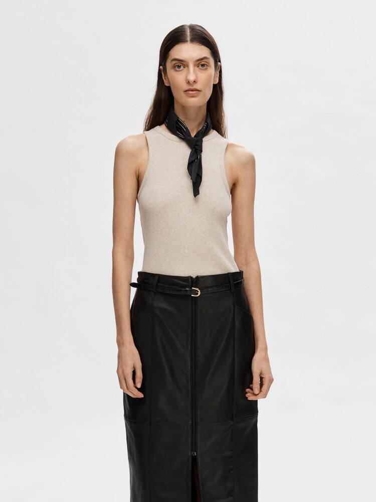 Selected Femme SLFANNA O-NECK TANK TOP Oatmeal Melange