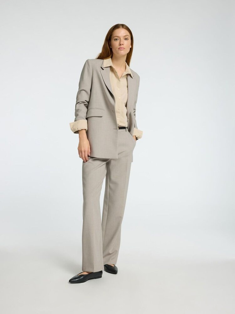 Selected Femme SLFRITA MW WIDE PANT Melange Island Fossil