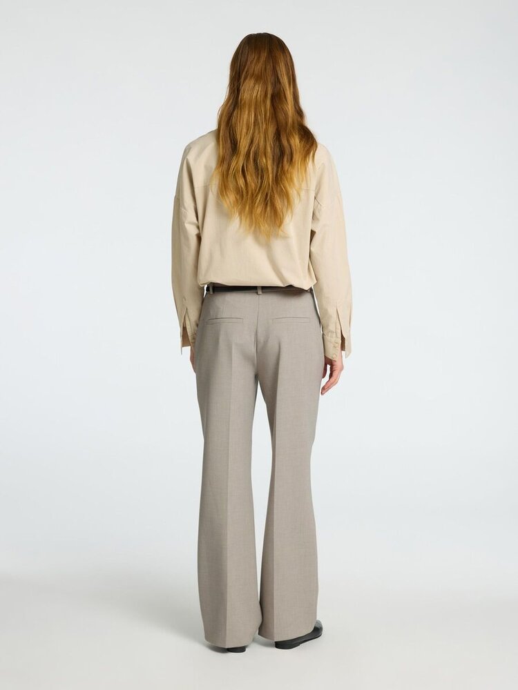 Selected Femme SLFRITA MW WIDE PANT Melange Island Fossil
