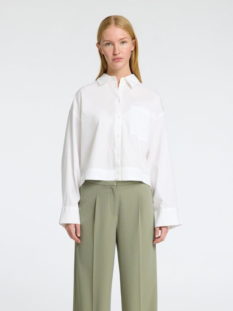 Selected Femme SLFASTHA LS CROPPED BOXY SHIRT Bright White