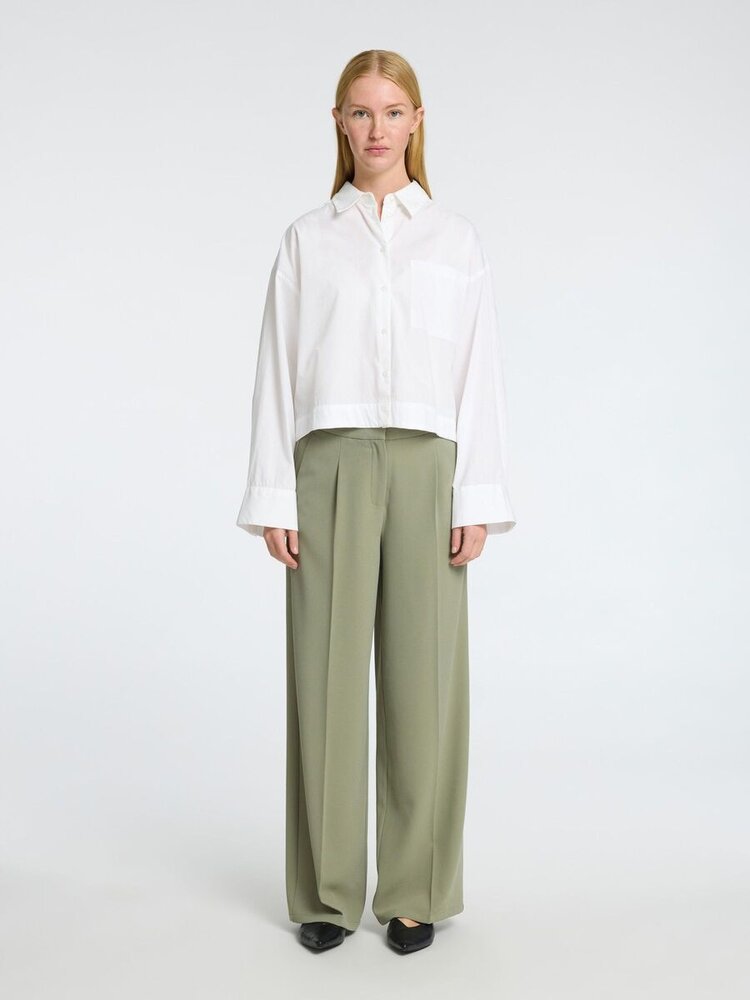 Selected Femme SLFASTHA LS CROPPED BOXY SHIRT Bright White