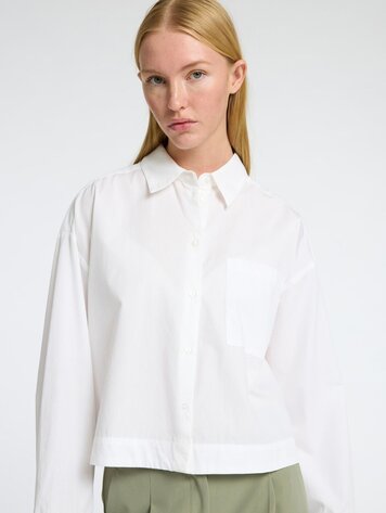 Selected Femme SLFASTHA LS CROPPED BOXY SHIRT Bright White