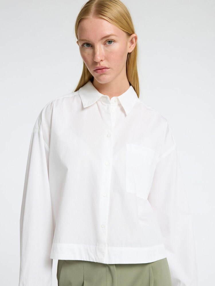 Selected Femme SLFASTHA LS CROPPED BOXY SHIRT Bright White