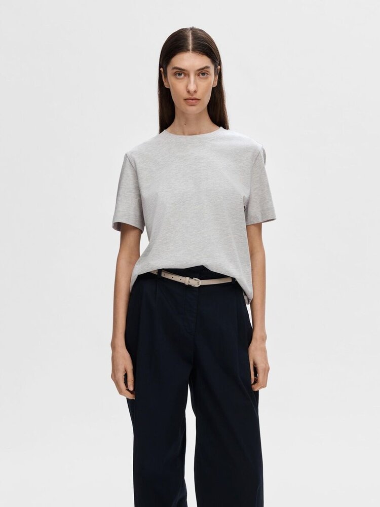 SLFESSENTIAL SS BOXY TEE Light Grey Melange
