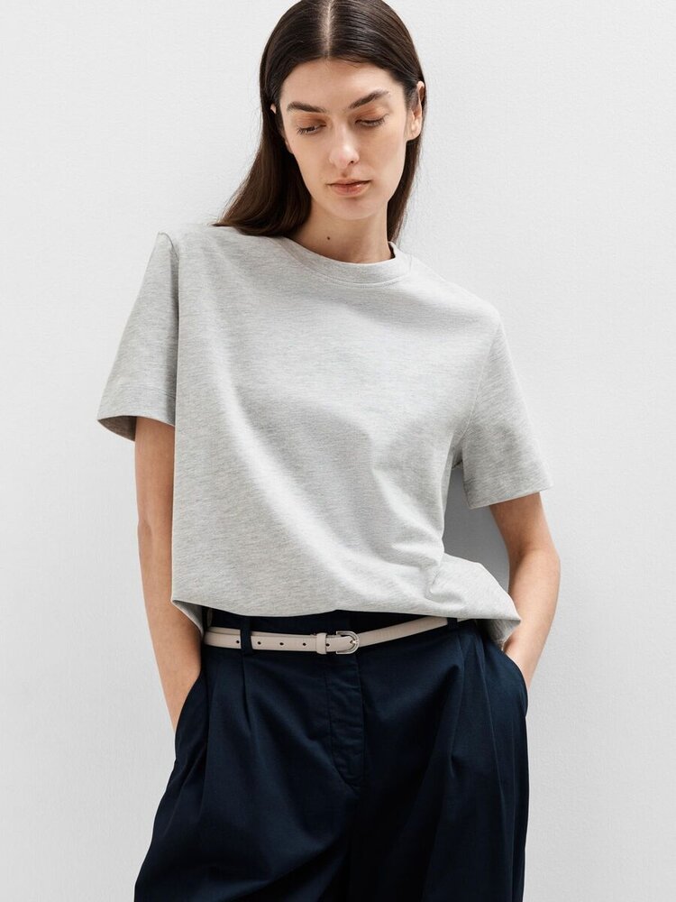 Selected Femme SLFESSENTIAL SS BOXY TEE Light Grey Melange