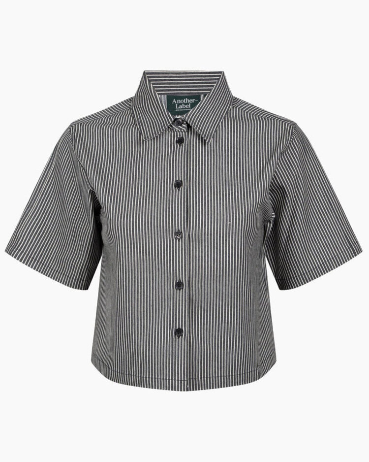 Another-Label Yara shirt Black Parchment Stripe