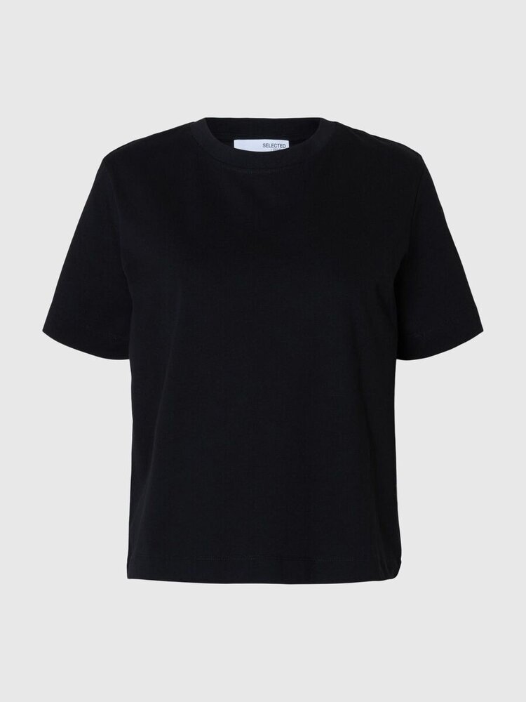 Selected Femme SLFESSENTIAL SS BOXY TEE Black