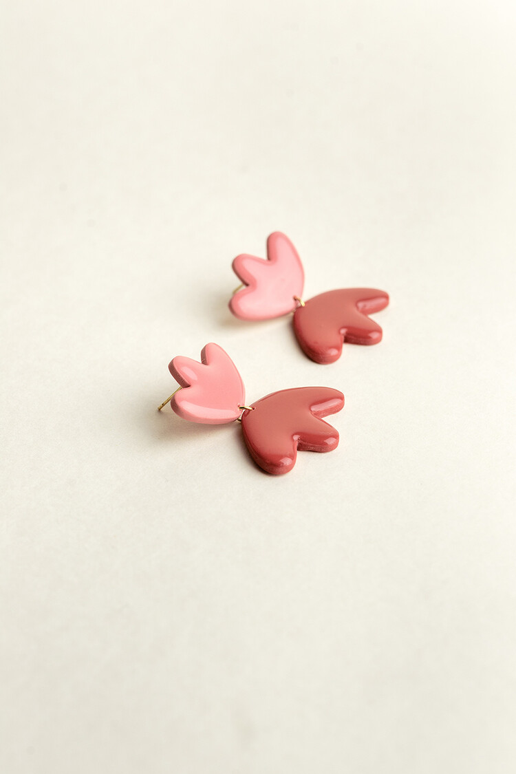 Van Schaaijk Studio Oorbellen The Clay Collection Frances Pink / Red