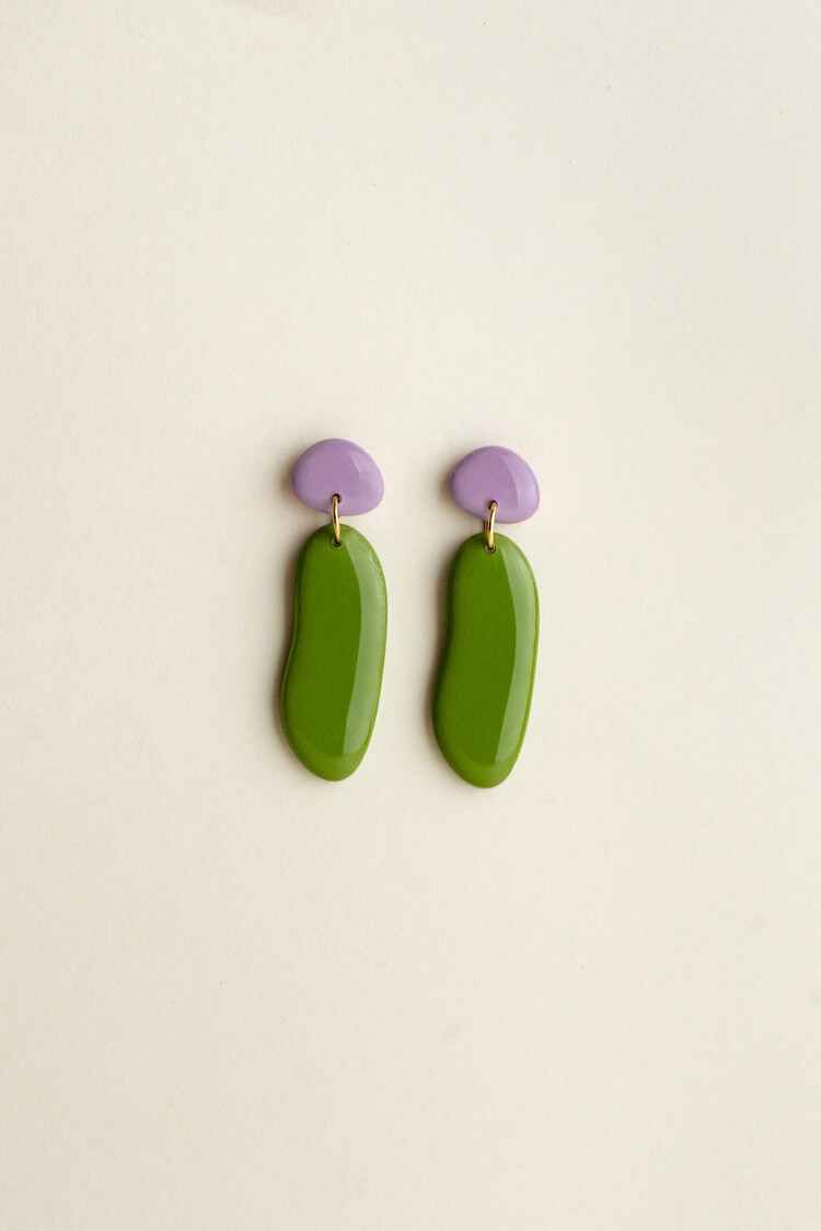 Van Schaaijk Studio Oorbellen The Clay Collection Nora Olive / Lavender