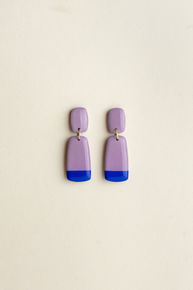 Van Schaaijk Studio Oorbellen The Clay Collection Juna Lavender /  Cobalt