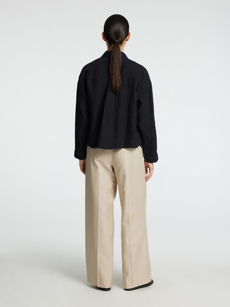 Selected Femme SLFLINNIE LS LINEN SHIRT Black