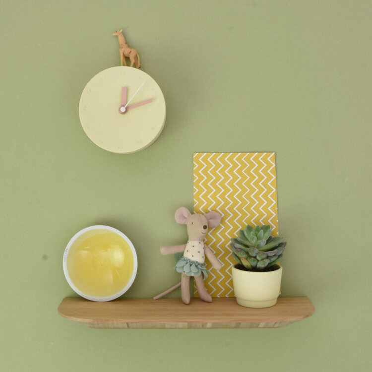 Studio Harm&Elke Klok porselein Yellow met witte secondewijzer