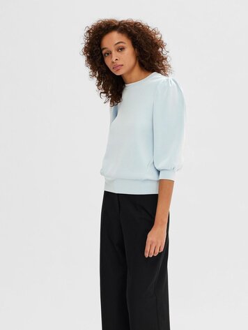 Selected Femme SLFTENNY 3/4 SWEAT TOP Cashmere Blue
