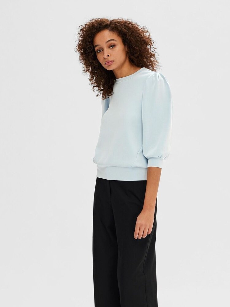 Selected Femme SLFTENNY 3/4 SWEAT TOP Cashmere Blue