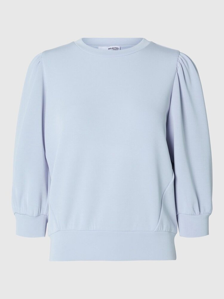 Selected Femme SLFTENNY 3/4 SWEAT TOP Cashmere Blue