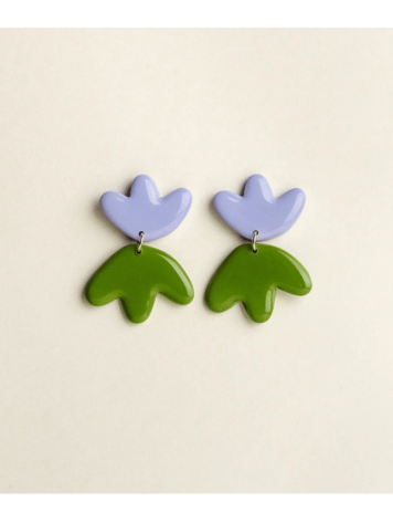 Van Schaaijk Studio Oorbellen The Clay Collection Frances Mist / Olive