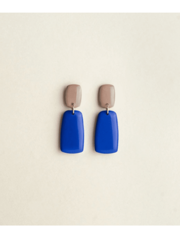Van Schaaijk Studio Oorbellen The Clay Collection Juna Cobalt / Taupe