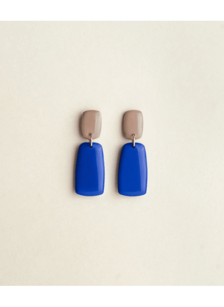 Van Schaaijk Studio Oorbellen The Clay Collection Juna Cobalt / Taupe