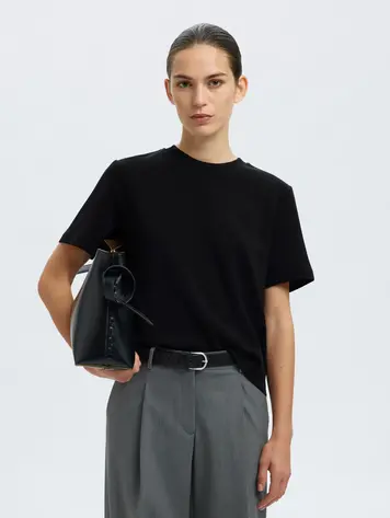 SLFTENNY SS BOXY O-NECK TEE Black